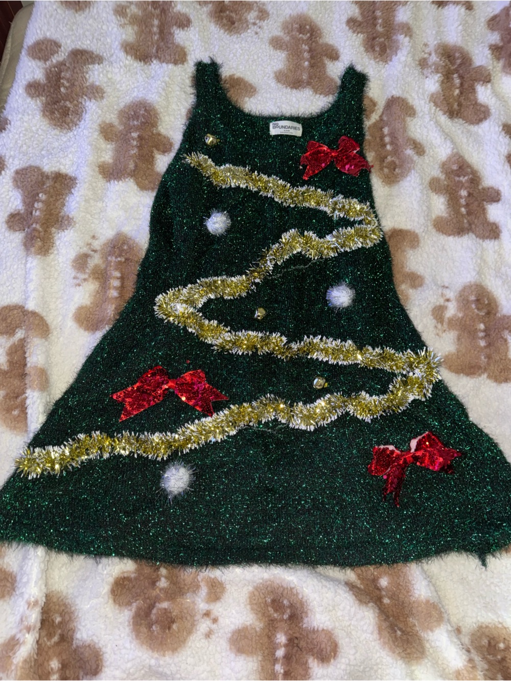 No Boundaries Green Glitter Christmas Tree Mini Dress